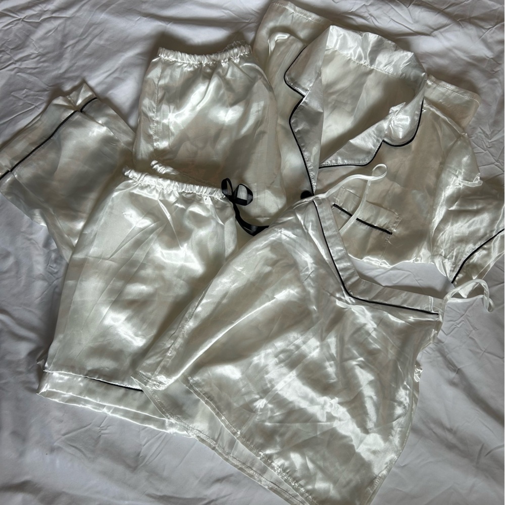 White Satin Pajama Set